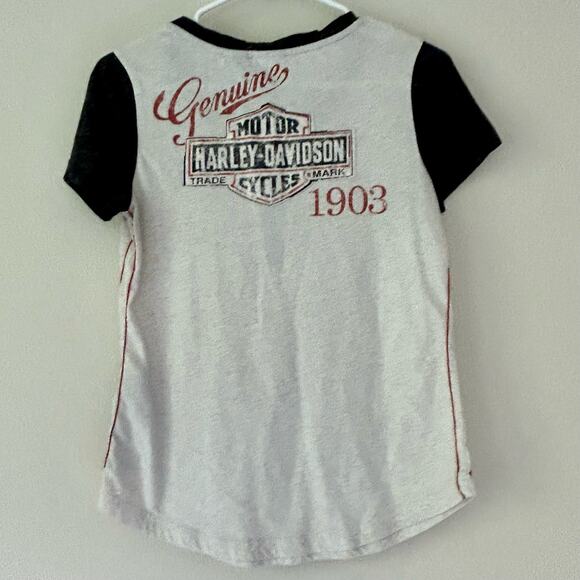 Harley Davidson ringer button biker short sleeve graphic t Shirt top size Small - Picture 6 of 13